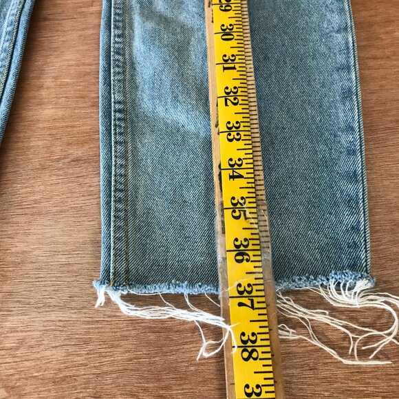 Grlfrnd Karolina Jeans Women 29 Blue High Rise Distressed Button Fly Raw Hem - Picture 7 of 15